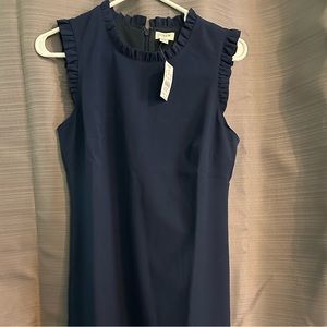 NWT Petite Ruffleneck Suit Dress in Antique Navy Size 8 Petite